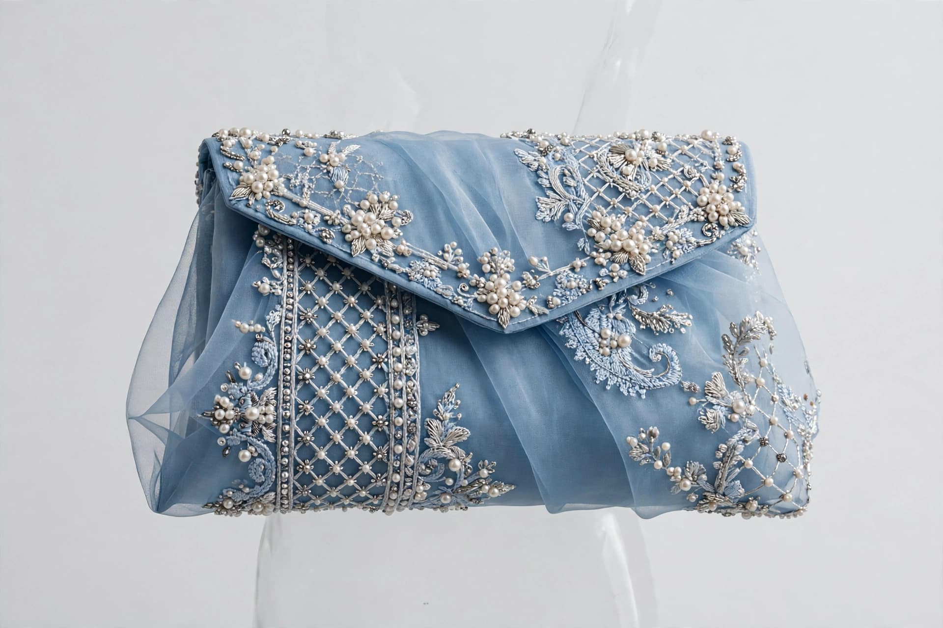 Ivory Kalamkari Tale Clutch