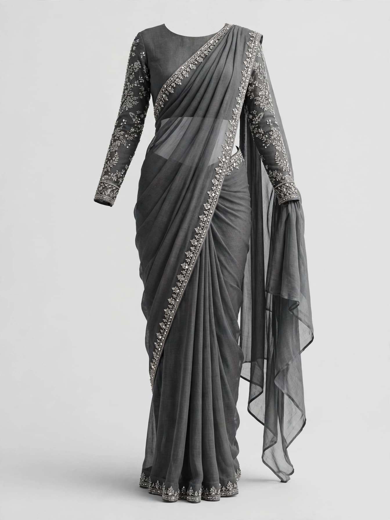 Opulent Mirror Galaxy Chiffon Saree