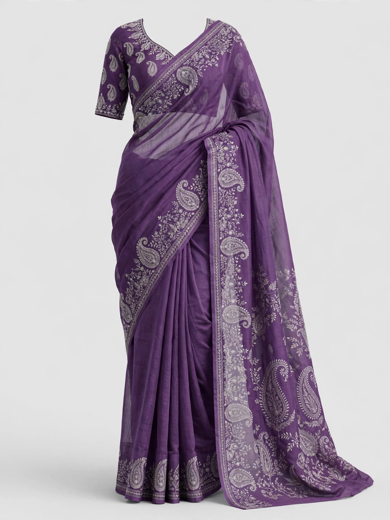 Charming Jasmine Trail Chanderi Saree