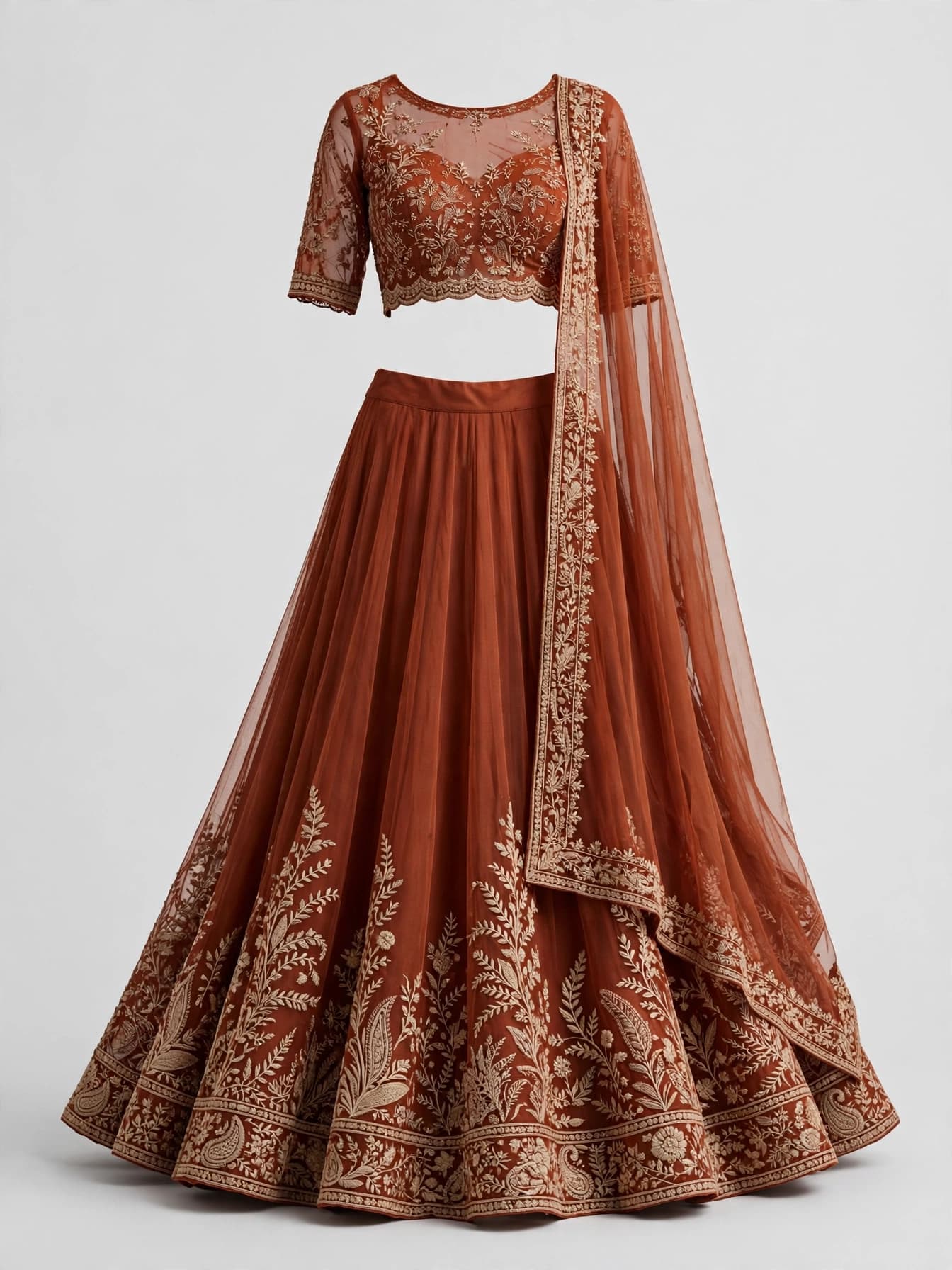 Enchanting Sequin Vine Crop Top Lehenga