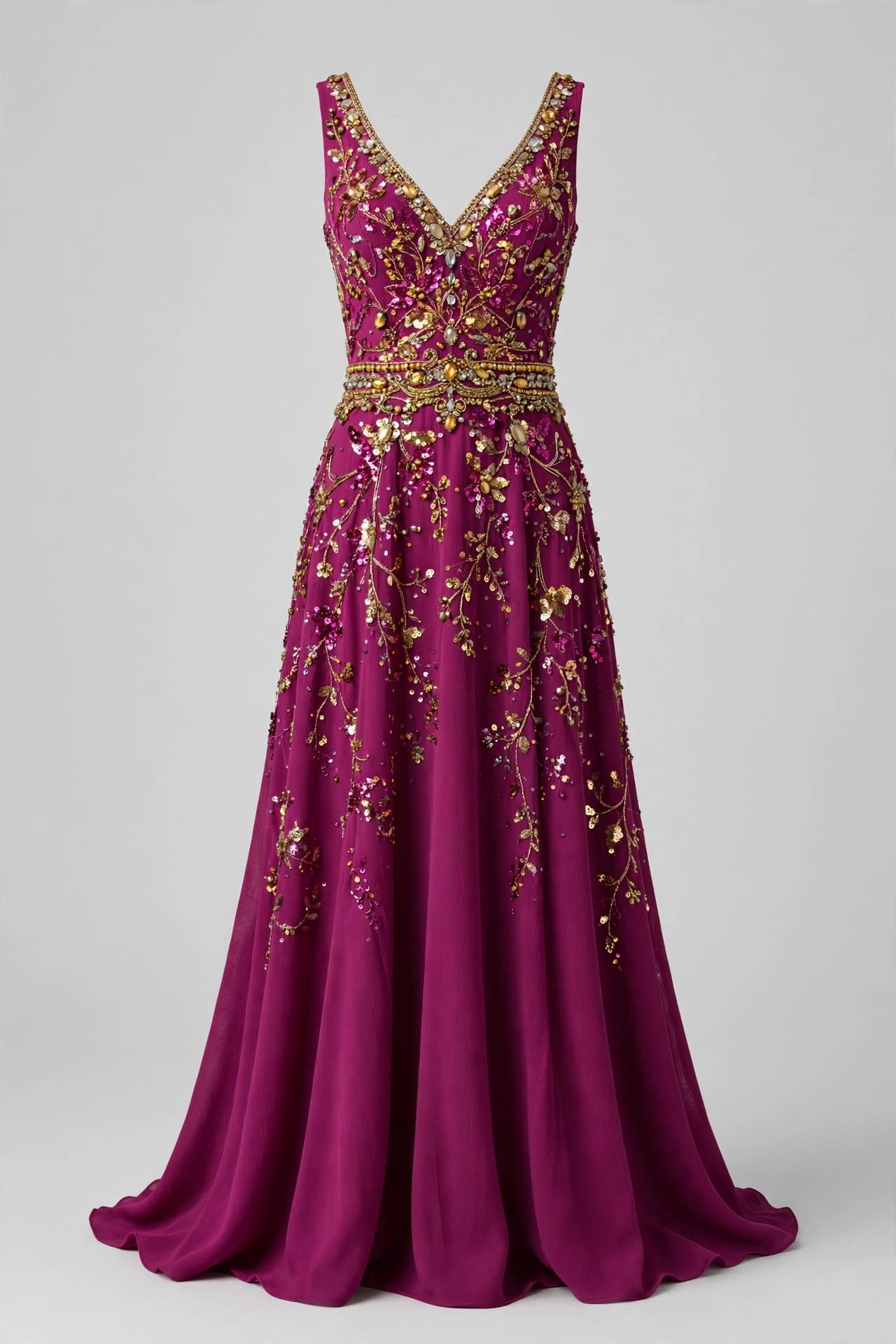 Blissful Kalamkari Tale Evening Gown
