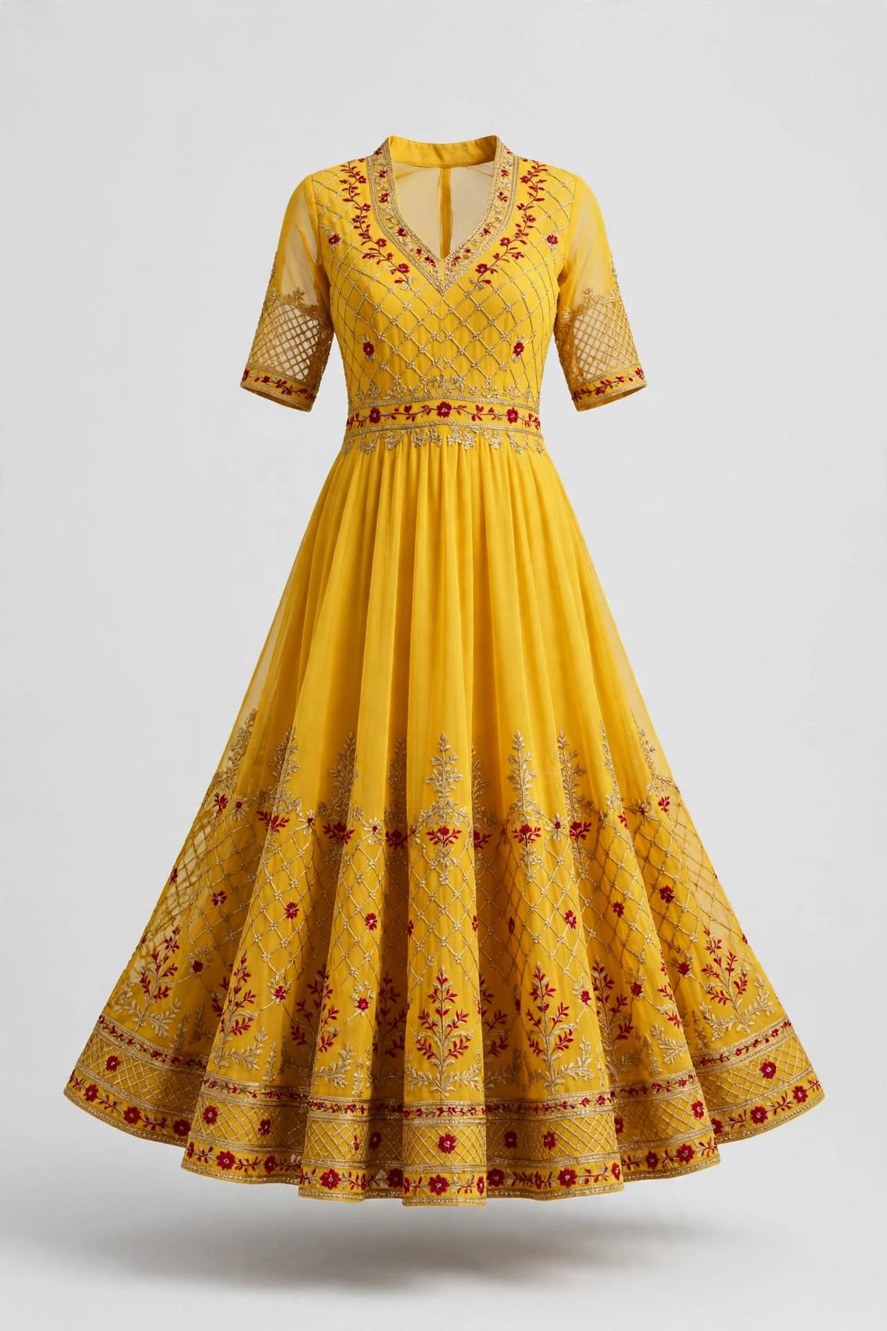 Ivory Mango Motif Fit & Flare Dress