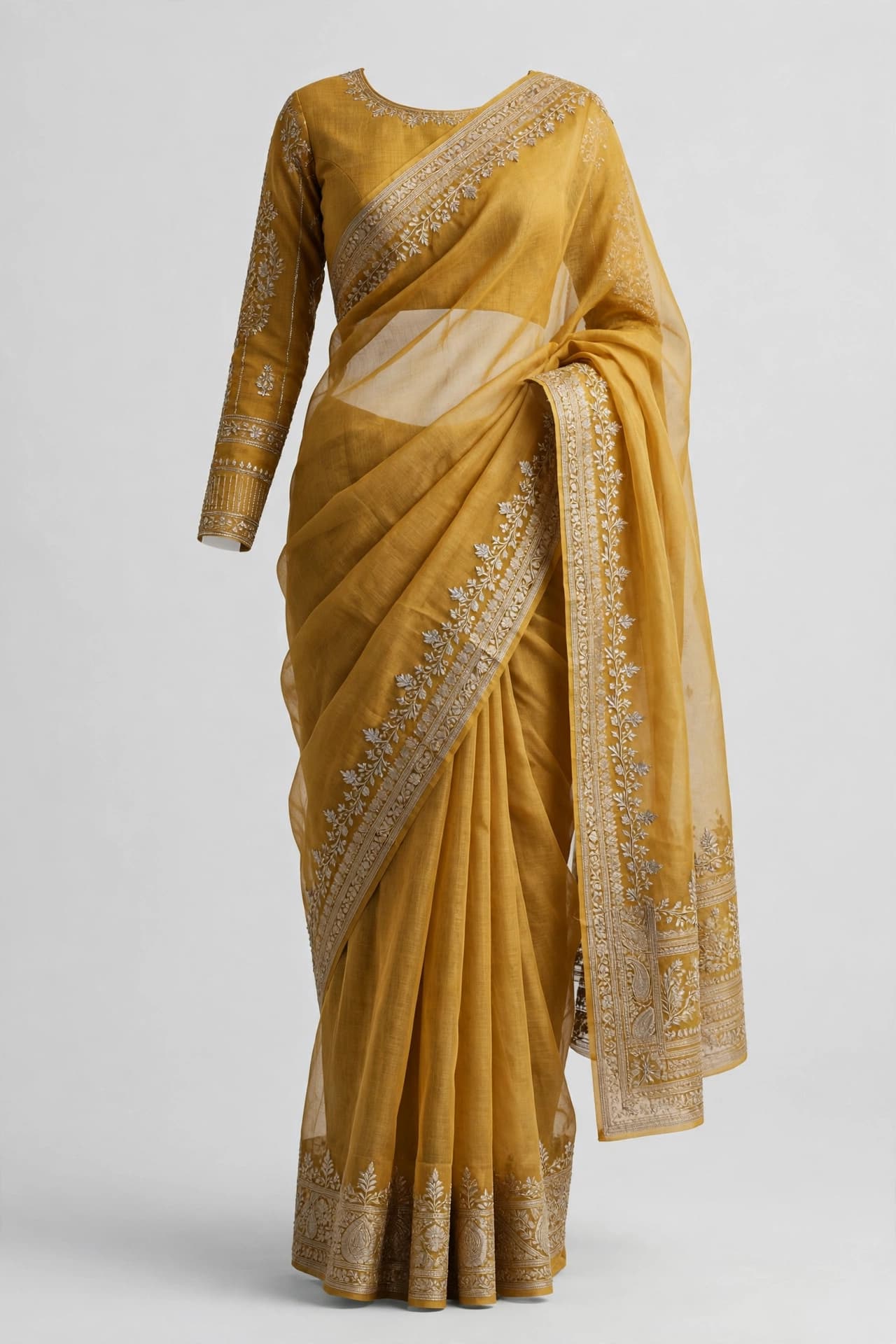 Exquisite Rose Organza Sarees
