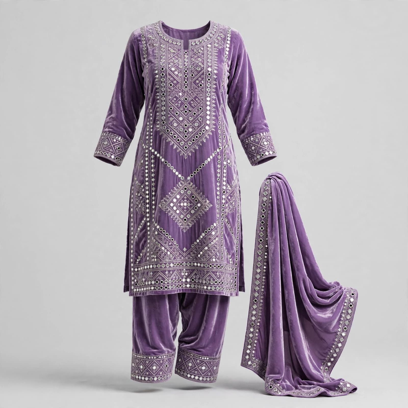 Ivory Resham Bloom Kurta Set