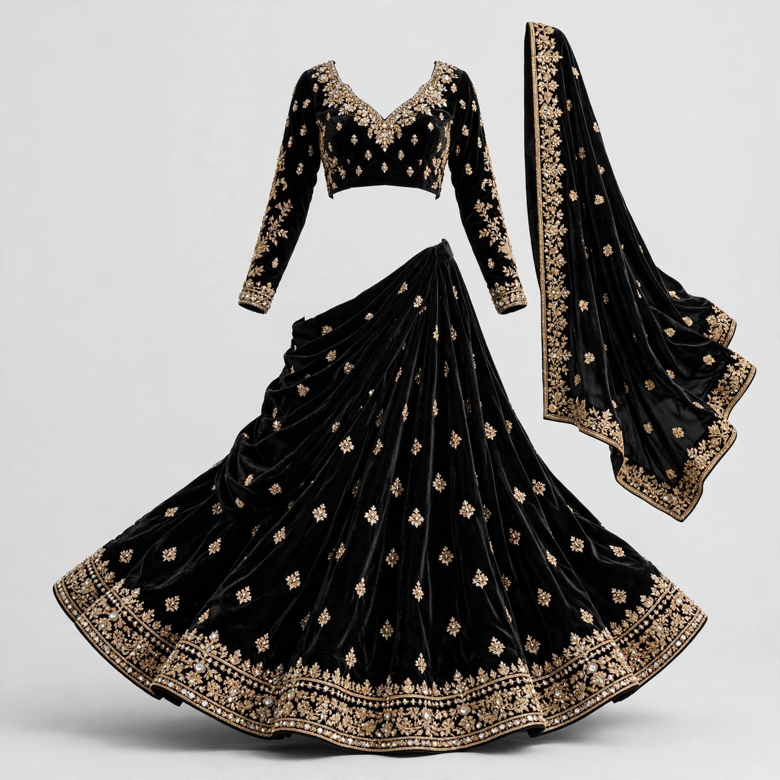 Blissful Floral Cascade Lehenga