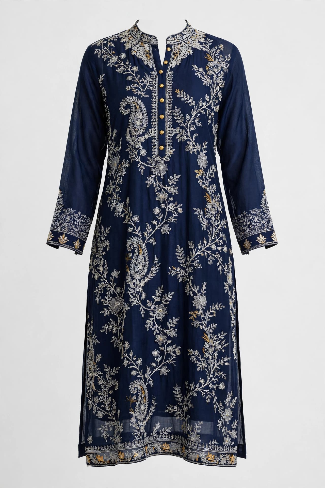 Velvet Aari Artistry Long Kurti