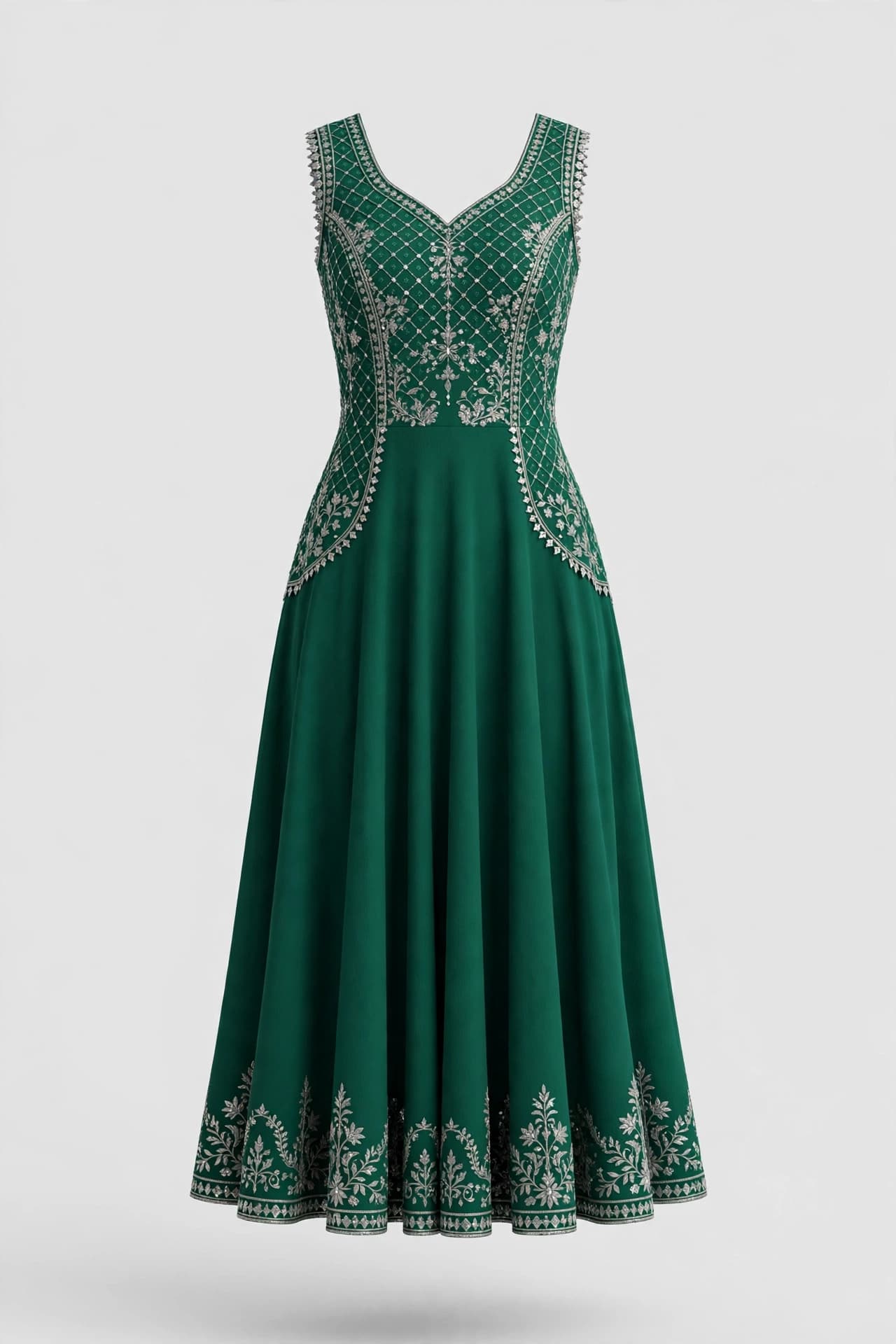 Modern Chikankari Charm Midi Dress
