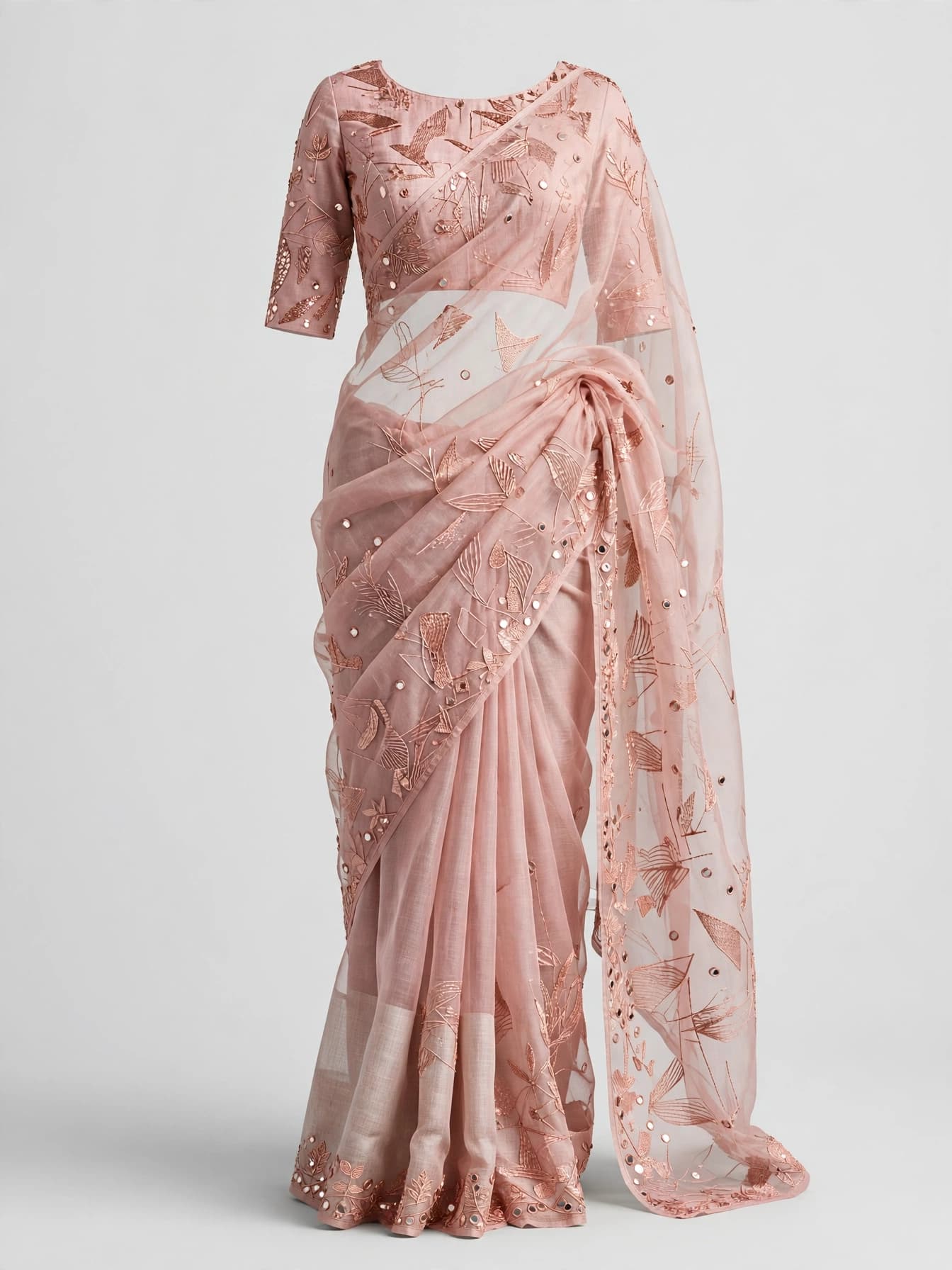 Scarlet Mirror Galaxy Organza Saree