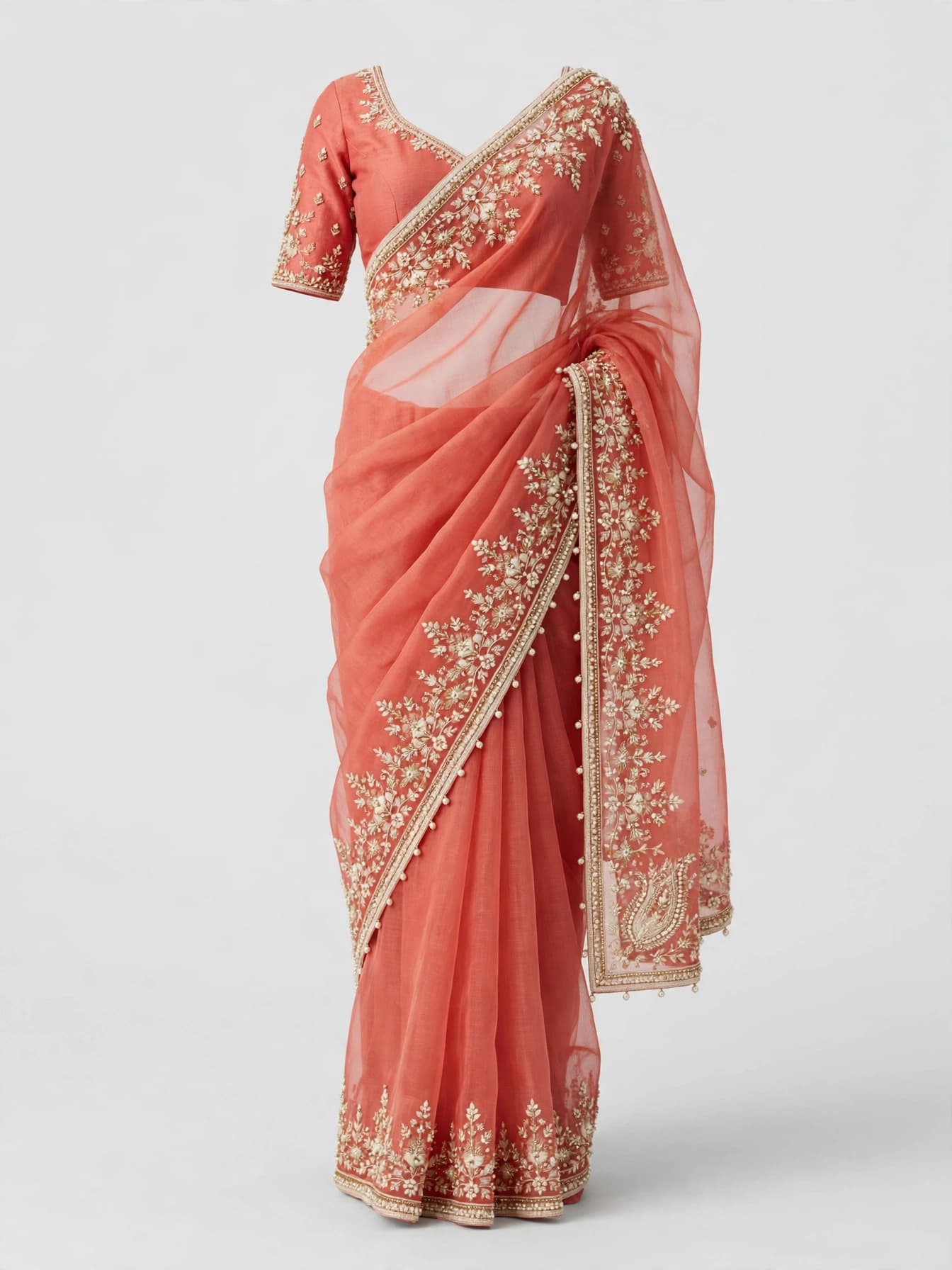 Artisan Phulkari Fest Organza Saree