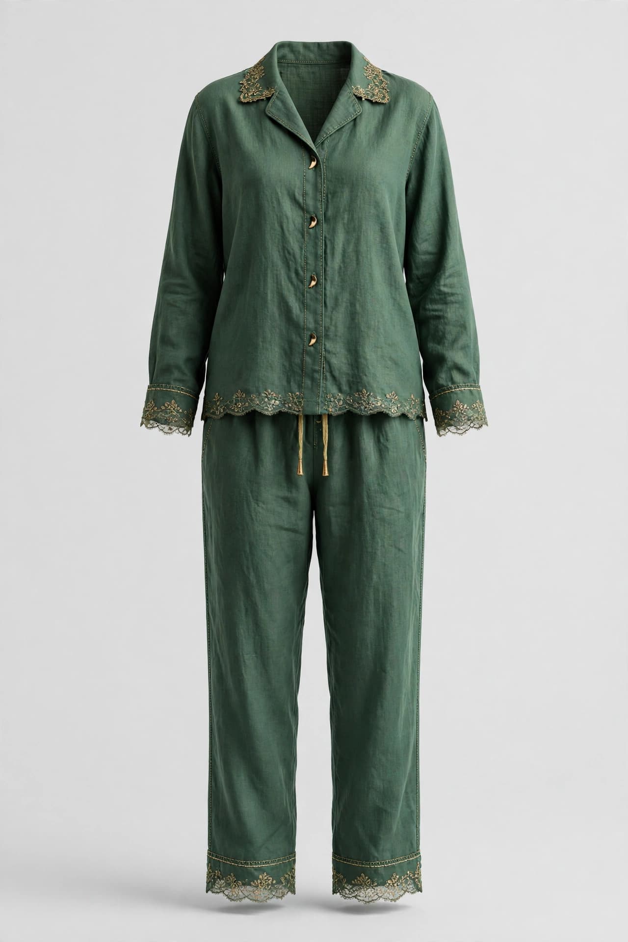 Silken Kantha Craft Pajama Set