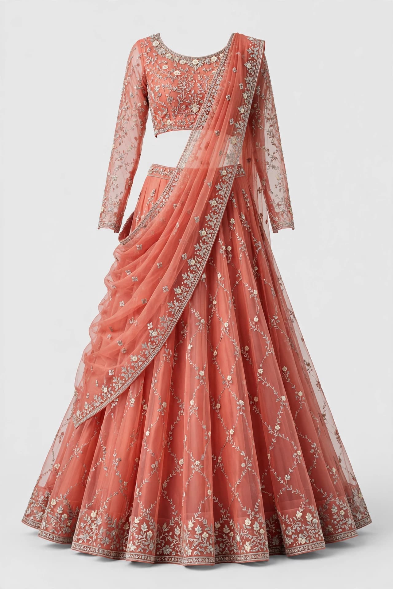Celestial Floral Cascade Wedding Lehenga